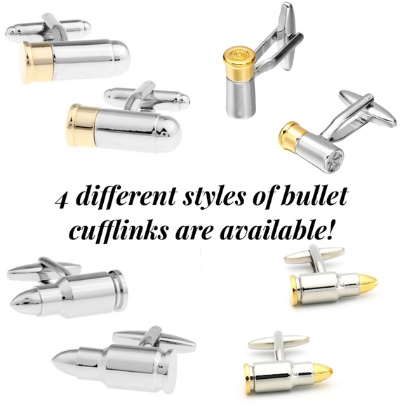 Gold and Silver Revolver Bullet NRA Cufflinks - Picture 16 of 16